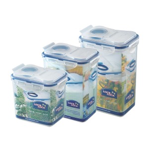 Locknlock 850ml + 1.3ltr + 1.8ltr - Flip Lid Set Plastic Food Container | 26LXOHBVG