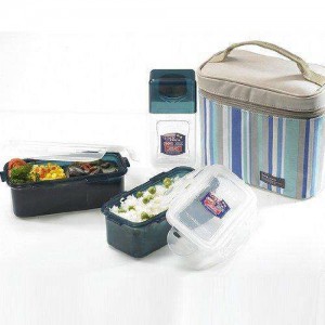 Locknlock Blue Double Zip Bag Lunch Box Set, 3-pieces Lunch Boxes | 68LSJBOTI
