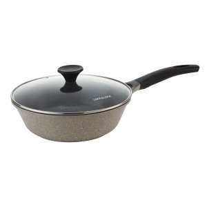 Locknlock Ceramic Marble Coating Stone Wok With Lid, 28 Cm, Grey Cookware | 92ISCNYEJ