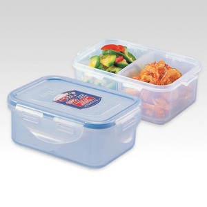 Locknlock Classic Small Flat Rectangular Polypropylene Food Container With Divider | Clear Plastic Food Container | 60DZWFKAR