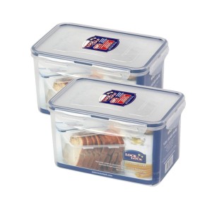 Locknlock Classics Rectangular Plastic Airtight Bread Storage Container, 1.9 Liter, Set Of 2 Plastic Food Container | 09NUYEJHX