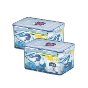 Locknlock Plastic Airtight Food Storage Container With Leak Proof Lid, 3.1 Litre, Transparent | (3.1ltr x 2) Plastic Food Container | 89CNXRKVY