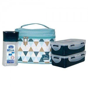 Locknlock Plastic Lunch Box Set With Bag, 3-pieces, Blue Lunch Boxes | 81PXNGZCA
