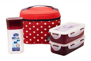 Locknlock Plastic Lunch Box With Polka Bag Set, 4-pieces Lunch Boxes | 08CSNLZBG