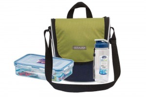 Locknlock Plastic Sling Lunch Box With Bag Set, 2-pieces, Blue/Green Lunch Boxes | 82JSGOIAX