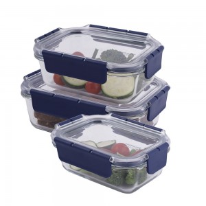 Locknlock Rectangle (380ml) x (630ml) x (1ltr) - Set Glass Food Container | 34UAXVQGZ