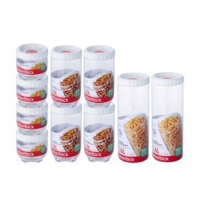 Locknlock Round 500ml x 4 + 1ltr x 4 + 1.6ltr x 2 - Interlock Set Plastic Food Container | 47WZIHBJP