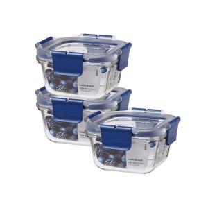 Locknlock Square (300ml) x 3 - Set Glass Food Container | 31JOIYELM
