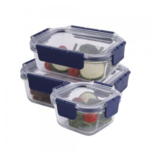 Locknlock Square (300ml) x Rectangle (630ml) x Rectangle (2ltr) - Set Glass Food Container | 05KZCXAUQ
