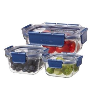 Locknlock Square (300ml) x Square (500ml) x Rectangle (380ml) - Set Glass Food Container | 74GIZWHDK