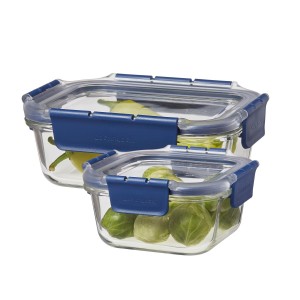 Locknlock Square (500ml) x Rectangle (630ml) - Set Glass Food Container | 81SBEYAMP
